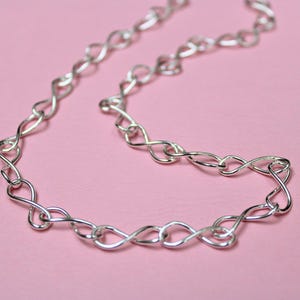 Infinity Necklace - Sterling Silver 17" - Unusual handmade chain - Infinity symbol - Handmade in UK