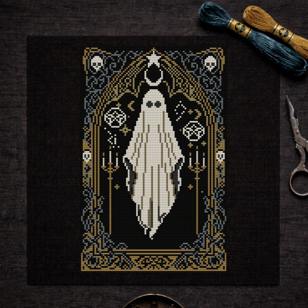 Gothic Ghost Counted Cross Stitch Pattern • Occult Halloween Embroidery ...