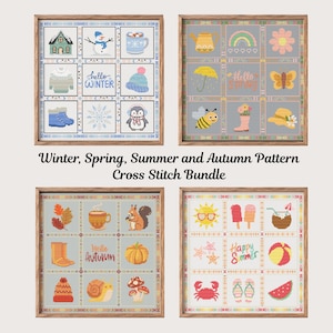 Seasonal Cross Stitch Pattern: Winter,  Spring, Summer, Autumn (PDF Pattern, Instant Download)