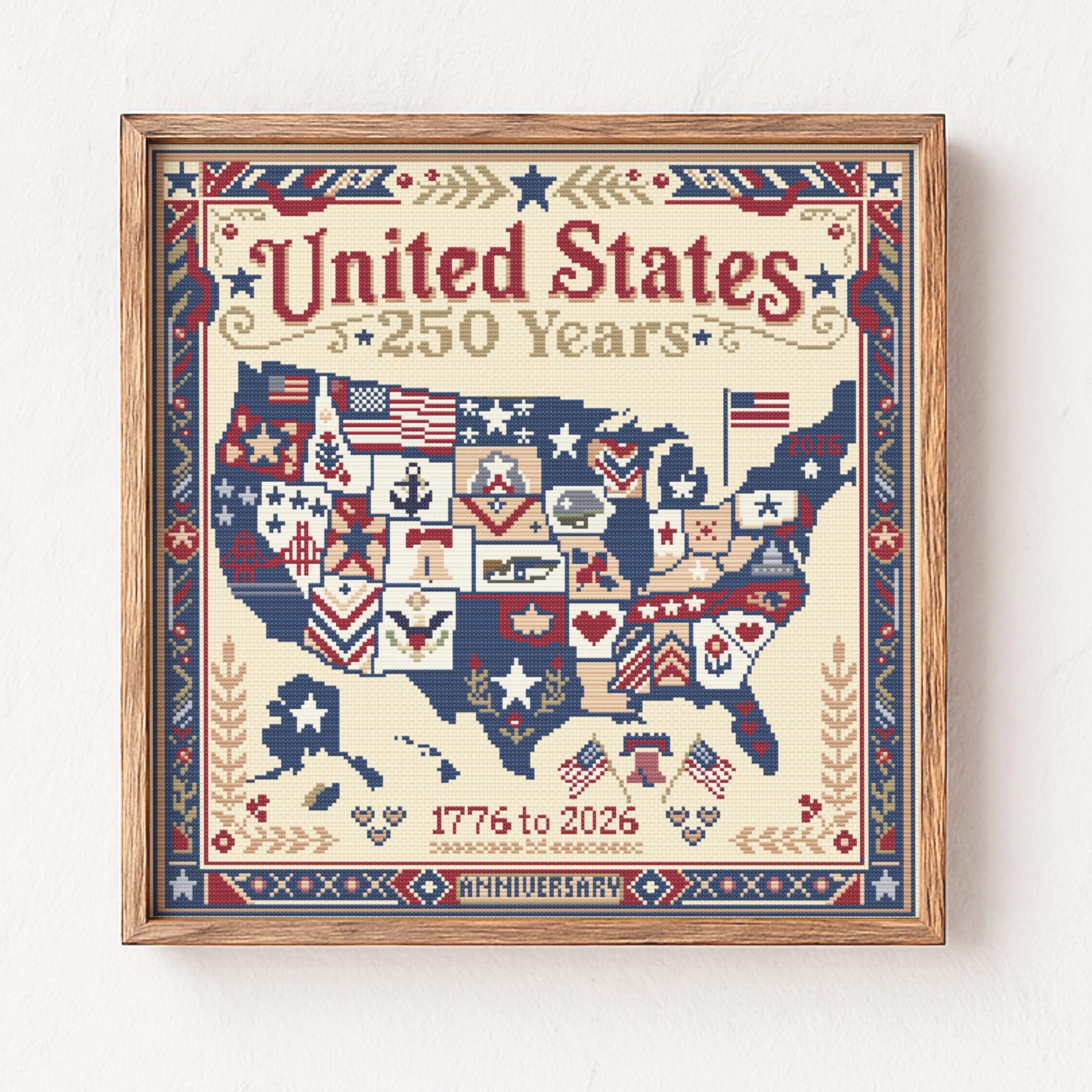 Cross stitch us map - Etsy 日本