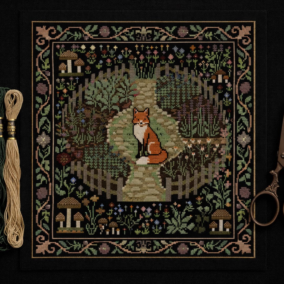 Fox Counted Cross Stitch Pattern • Goblincore Cottagecore Enchanted ...