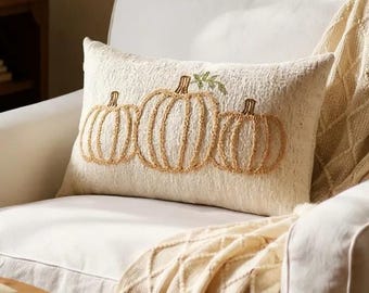 Embroidered Pumpkin Pillow Cover: Autumn Home Decor (30x50 cm)