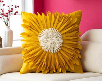 Velvet 3D Chrysanthemum Pillow Cover: Luxury Home Decor (45x45cm)