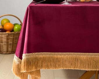 Luxury Velvet Tablecloth, Elegant Tassel Wedding,Christmas Table Decor