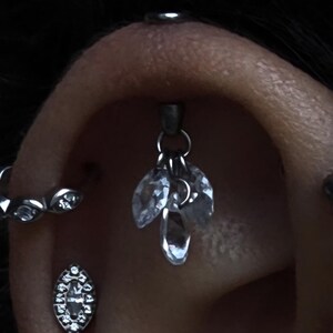 hanging crystal dangle floating vertical hidden helix piercing titanium 1.2mm cartilage hypoallergenic