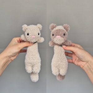 Crochet ferret handmade, fluffy weighted ferret plushie
