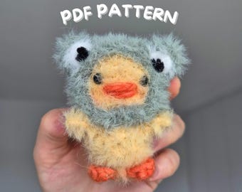 Crochet Chick with Frog Hat Pattern - Amigurumi Toy (PDF Pattern)
