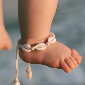 Cowrie Shell Anklet, Baby Anklet, Adjustable String Beach Jewelry