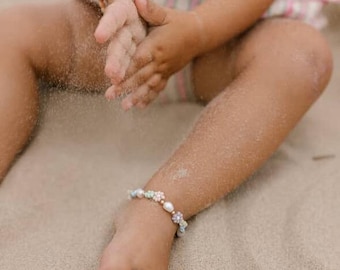 Freshwater Pearl Flower Anklet, Child Anklet, Baby Anklet