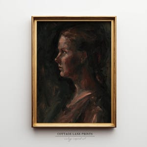 Vintage Style Woman’s Profile - Digital Wall Art Print, Cottage Decor Art