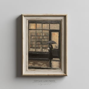Rainy Café Bookshop Art Print – Digital Download