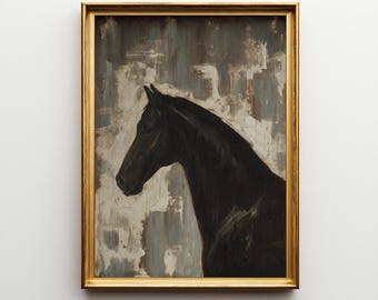 Vintage Horse Portrait Print, Antique Bedroom Decor, Dark Academia Farmhouse Wall Art (Digital Download)