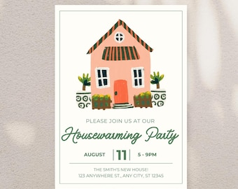 Invitación moderna y minimalista para inauguración de casa: Fiesta elegante en un nuevo hogar (Diseño digital)