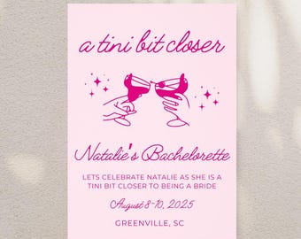 Martini Bachelorette Invitation: Editable Template (Digital Download 5x7in Canva Template)