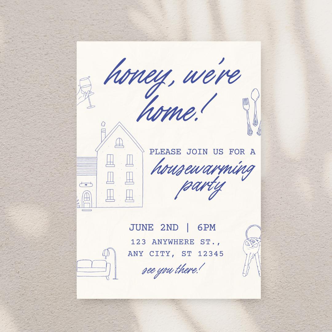 Modern Housewarming Invitation: Trendy New Home Party Invite (digital ...