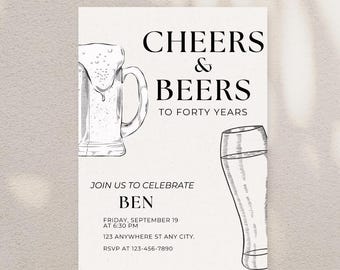 Men's 40th Birthday Invitation: Modern Digital Invite (Canva Template)