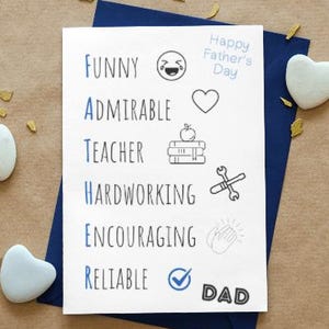 Afdrukbare Vaderdagkaart voor kinderen, Vaderdagkaart kleuren, Digitale download, Afdrukbaar