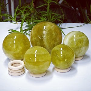 Bola de citrino natural de 18 cm, esfera de cuarzo, bola de cristal, decoración del hogar, espécimen mineral, cristal curativo, regalos de cristal, bola de bruja