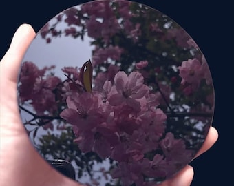 Black Obsidian Mirror Disc Scrying Mirror Meditation Spiritual Practices Altar Decor, Comes with a stand
