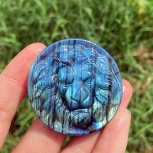 Labradorite Lion Skull: Natural Carved Crystal Animal