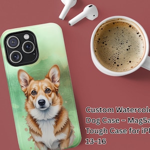 Red Pembroke Corgi Phone Case | Meadow Mist Background | iPhone MagSafe Case | Tough, Stylish & Protective | Dog Lovers Gift