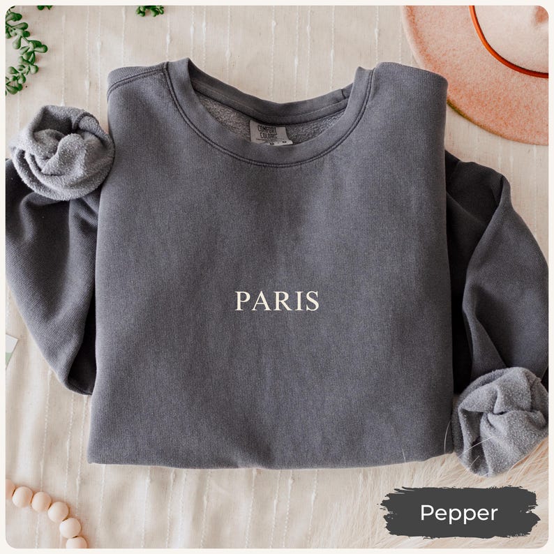 Paris Sweatshirt Comfort Colors Gift for Her, France Sweater, Minimal Aesthetic Travel Top, Vacation Top, City Crewneck Shirt, Souvenir Tee image 7