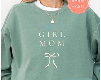 Girl Mom Coquette Bow Shirt for New Mom Gift for Mothers Day, Girl Mom Birthday Gift for Mom To Be, Pregnancy Reveal, Women Gift for Her
