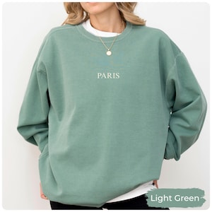 Paris Sweatshirt Comfort Colors Gift for Her, France Sweater, Minimal Aesthetic Travel Top, Vacation Top, City Crewneck Shirt, Souvenir Tee image 2