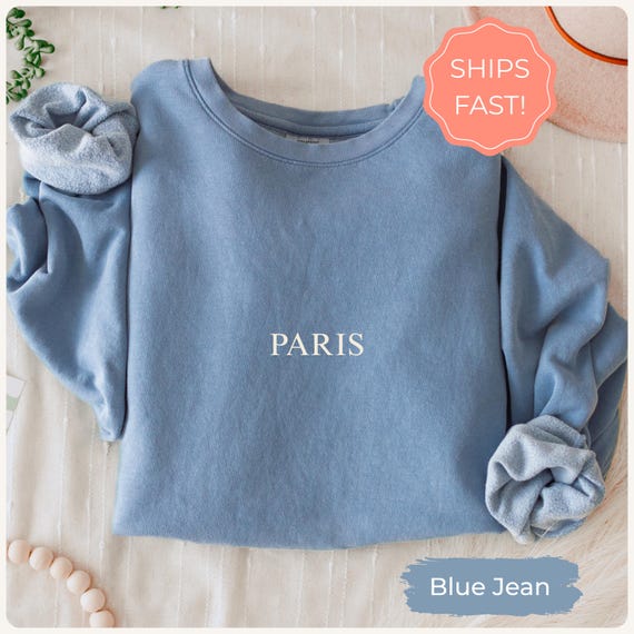 Paris Sweatshirt Comfort Colors Gift for Her, France Sweater, Minimal Aesthetic Travel Top, Vacation Top, City Crewneck Shirt, Souvenir Tee