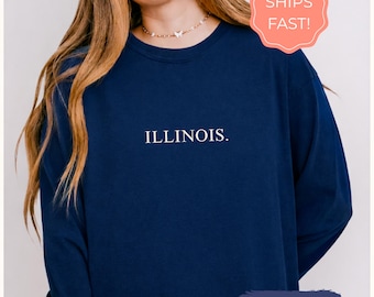 Illinois Sweatshirt, Illinois State Crewneck, Illinois Vacation Tee, Travel Souvenir Gift for Illinois Lover, Vintage Illinois Tee Shirt