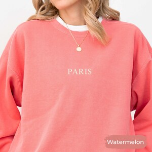 Paris Sweatshirt Comfort Colors Gift for Her, France Sweater, Minimal Aesthetic Travel Top, Vacation Top, City Crewneck Shirt, Souvenir Tee image 4