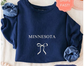 Minnesota Coquette Bow Sweatshirt, Minnesota State Crewneck, Minnesota Vacation Tee, Travel Souvenir Gift for Minnesota Lover, Vintage Shirt
