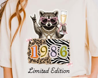 Feral Leopard and Zebra Print T-shirt, 1986 Limited Edition Pink Coquette Shirt, Womens 40th Birthday Tee Shirt, Fortieth Anniversary Gift