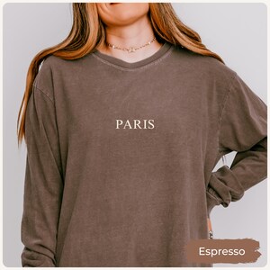 Paris Sweatshirt Comfort Colors Gift for Her, France Sweater, Minimal Aesthetic Travel Top, Vacation Top, City Crewneck Shirt, Souvenir Tee image 9