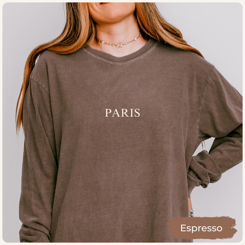 Paris Sweatshirt Comfort Colors Gift for Her, France Sweater, Minimal Aesthetic Travel Top, Vacation Top, City Crewneck Shirt, Souvenir Tee image 9