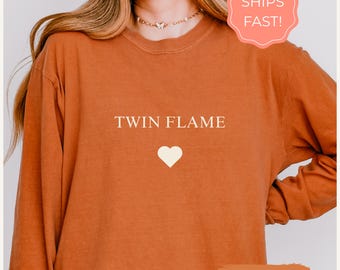 Twin Flame Sweatshirt Gift for Valentines Day, Cute Valentines Gift for Couple, Funny Vintage Teen Heart Crewneck, Comfort Colors Tee Shirt