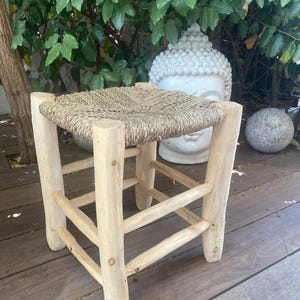 wooden stool, Moroccan stool, vintage stool