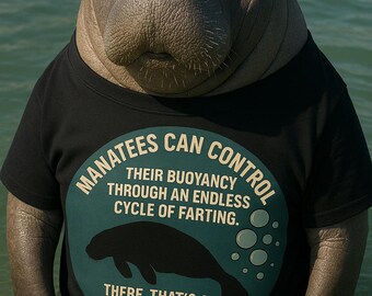 Funny Manatee Fact Design – Buoyancy Through Farts Educational Humor | Funny Florida Shirt