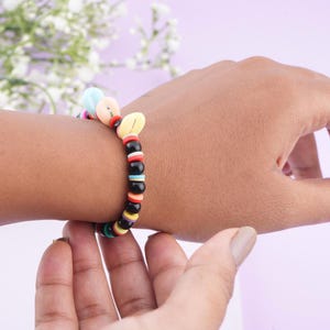 Handmade Stretchy Charm Bracelet | Colorful Beaded Bracelet for Kids & Teens | Unisex Fun Gift | Rainbow Party Jewelry