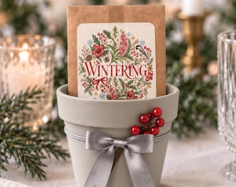Personalized Winter Snapdragon Seed Favors, Baby Snapdragon Seeds, Terracotta Pot Planting Kit