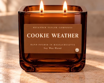 Gingerbread Holiday Candle, 16oz, double wick, ginger cinnamon vanilla, scent card + matches