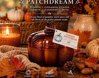 Pumpkin Candle, Triple Wood Wicks, Hand Poured, 12.5oz, Autumn Home Decor, Pumpkin Patch Dream