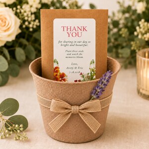 Wildflower Seed Guest Favor. North American Mix, Biodegradable Peat Pot, Personalized