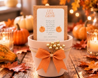 Personalized Pumpkin Seed Party Favors, Heirloom Pumpkin Seeds, Terracotta Pot Planting Kit