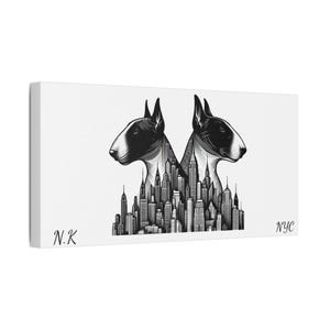 NYC Personalised Satin Canvas, Stretched|Bull Terrier Canvas|Bull Terrier gifts|Home and Living|Wall art|Decor|