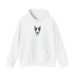 Zwart-witte BT-gepersonaliseerde unisex hoodie|Gepersonaliseerde|Cadeaus voor bull terrier|Cadeaus voor hem of haar|Bull Terrier merchandise|