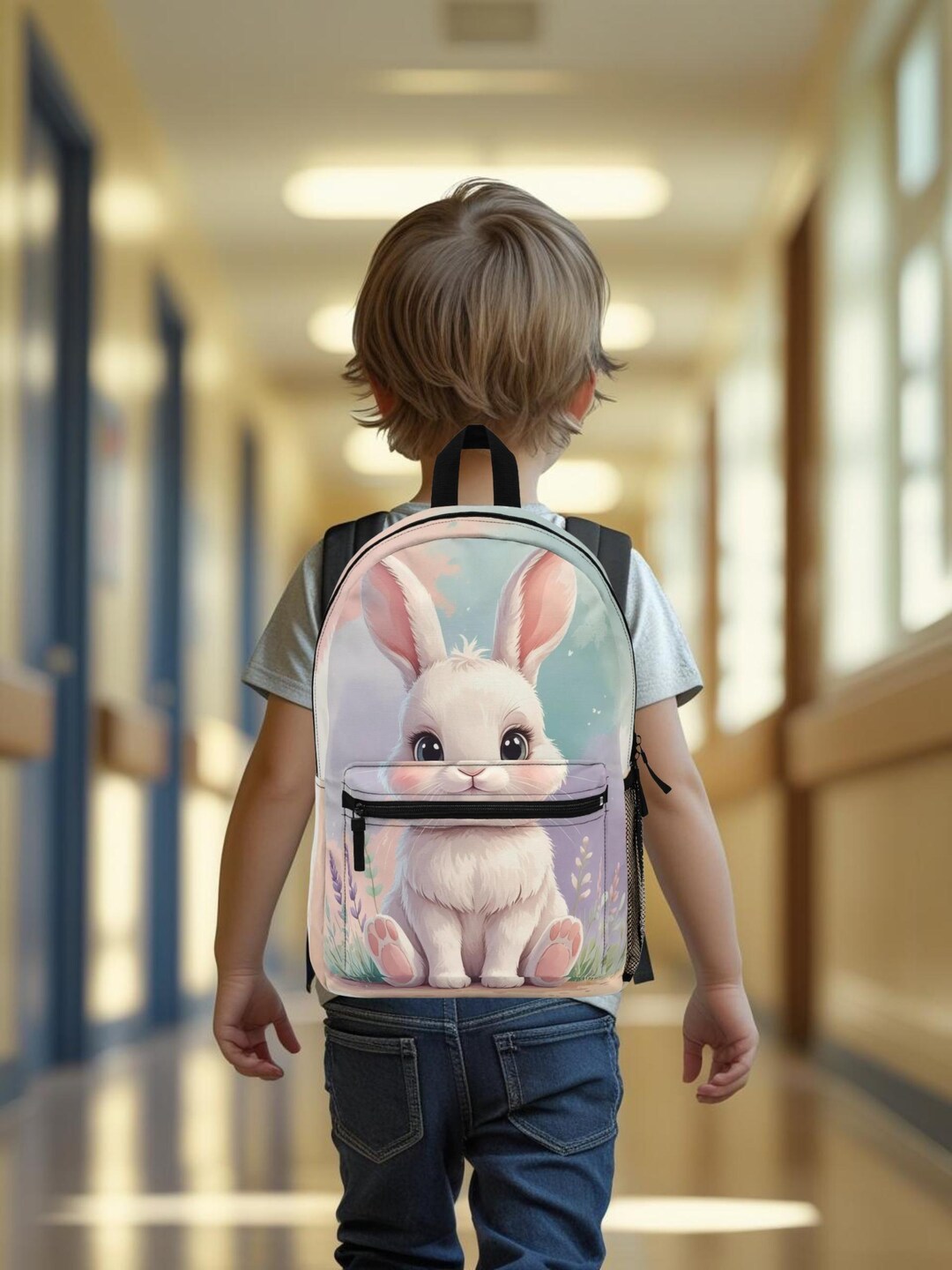 Pastel Bunny Backpack | Cute Baby Rabbit Kids Bag | Soft Colors ...