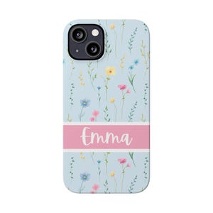 Personalized Floral Slim Phone Case, Flower Phone Case, Personalized Phone Case, Personalized iPhone Case, Bridesmaid Gift, iPhone Case