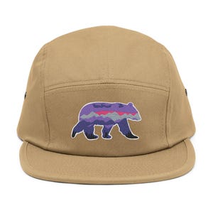Embroidered Bear 5-Panel Cap: Cotton Adventure Hat