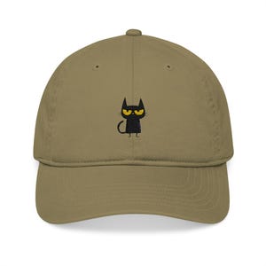 Premium Black Cat Embroidered Dad Hat, Unhinged Black Cat Design Baseball Cap for Men and Women, Adjustable Classic Hat